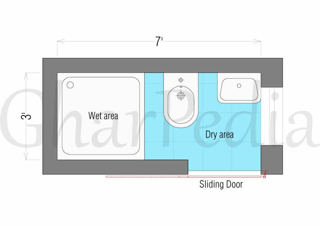 Bathroom layout Good option Sliding door seperate-wet-dry-area