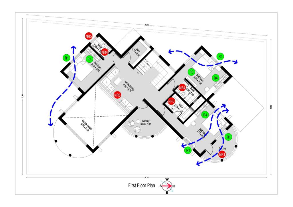 Plan-Analysis-of-5-BHK-Bungalows-390-sq.-mt.-First-Floor-Plan