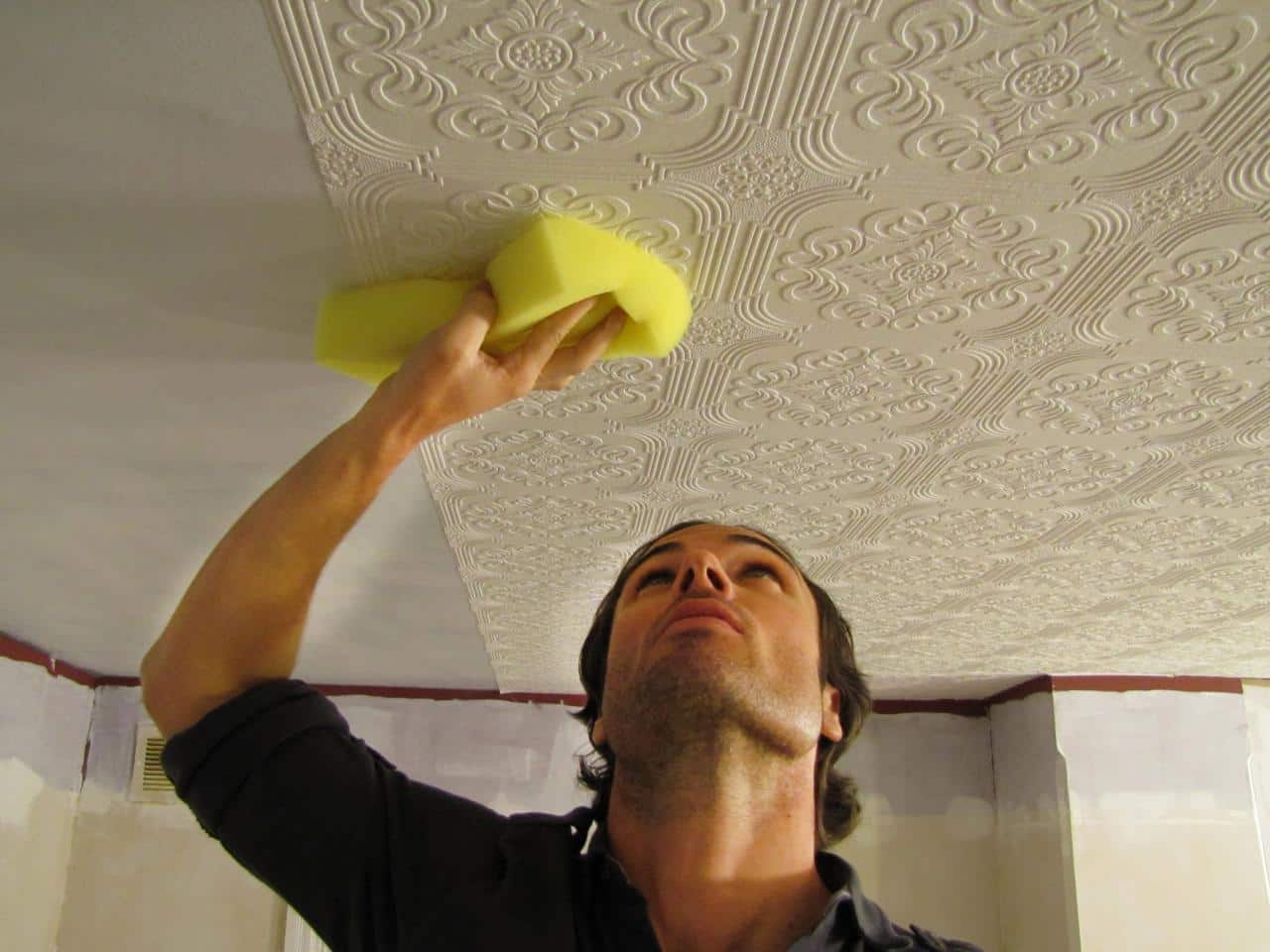 Embossed Wallpaper Install in Ceiling