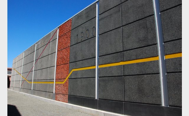 Colourful precast concrete wall
