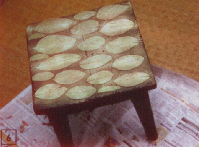 Spray gold & silver on top of stool surface