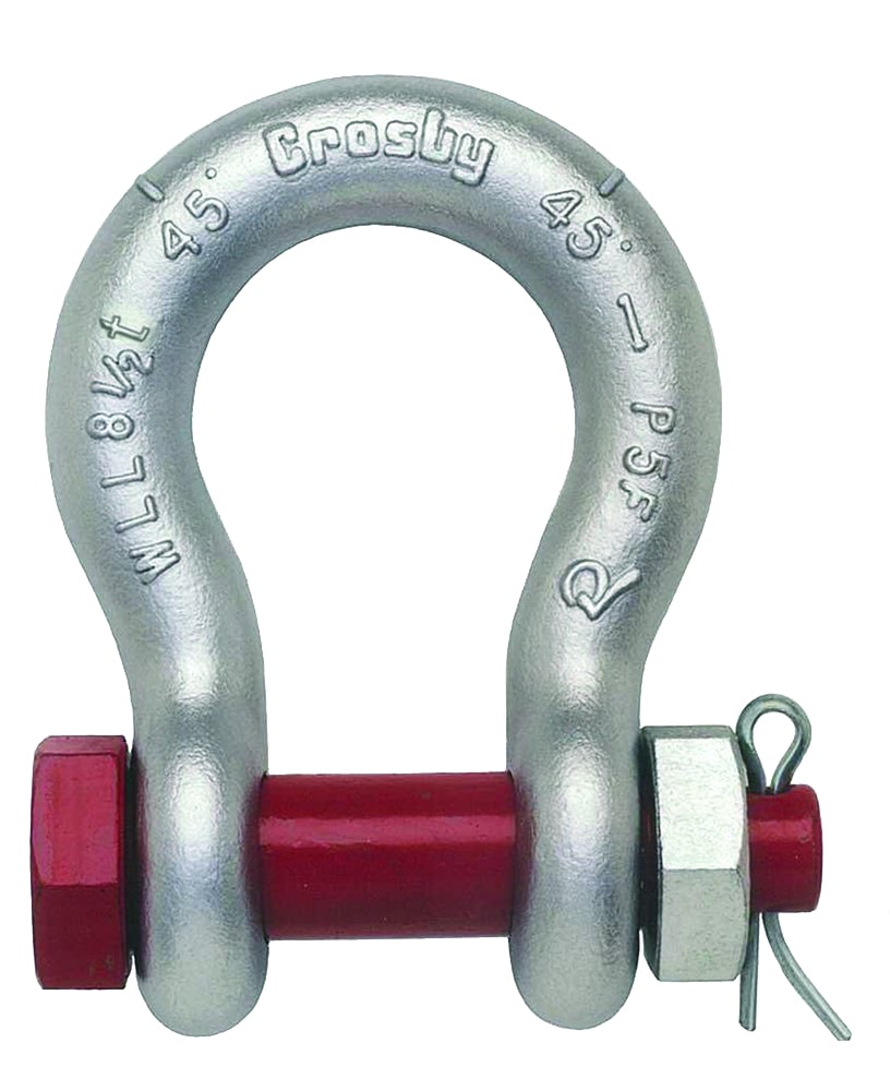 Bow and anchor shackles with bolt type pin