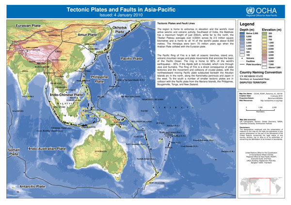 Tectonic Plates and Geological Faults Line in Asia - Pacific