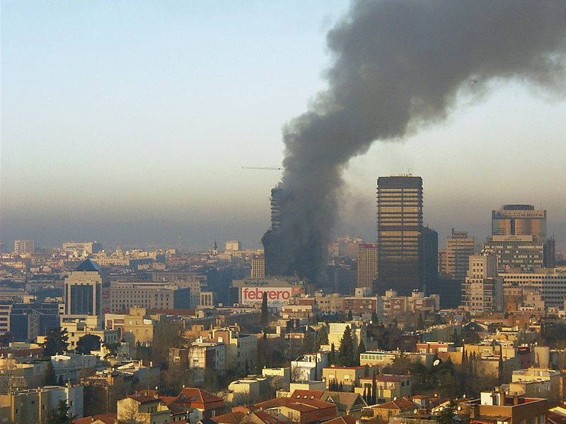 Fire in Windsor Tower in Madrid