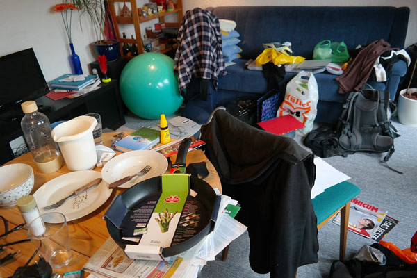 Untidy goods or Clutter in the Room of House