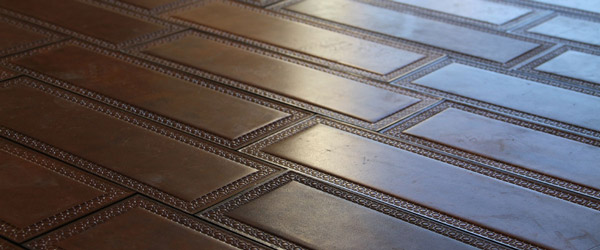 Leather floor tile