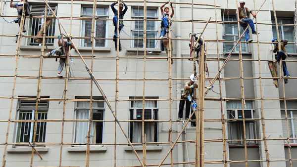 Single Scaffolding made with Bamboo