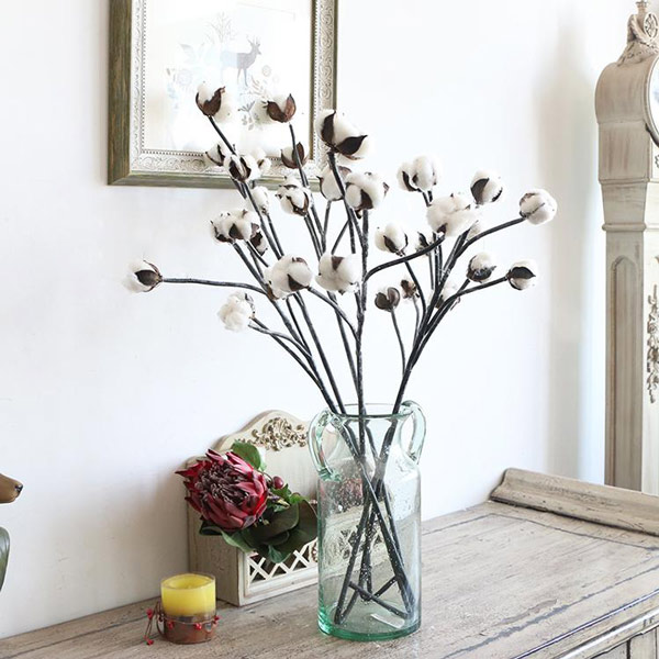 Cotton Tufts as natural decor in A Vase