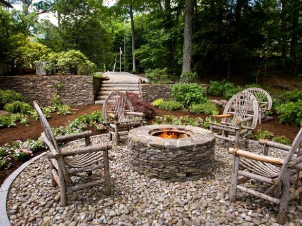 Fire pit with the outdoor seating