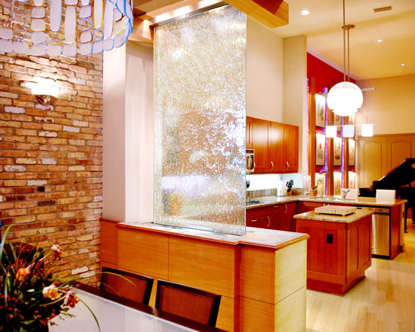 Natural decor element -Waterfalls as Room Dividers
