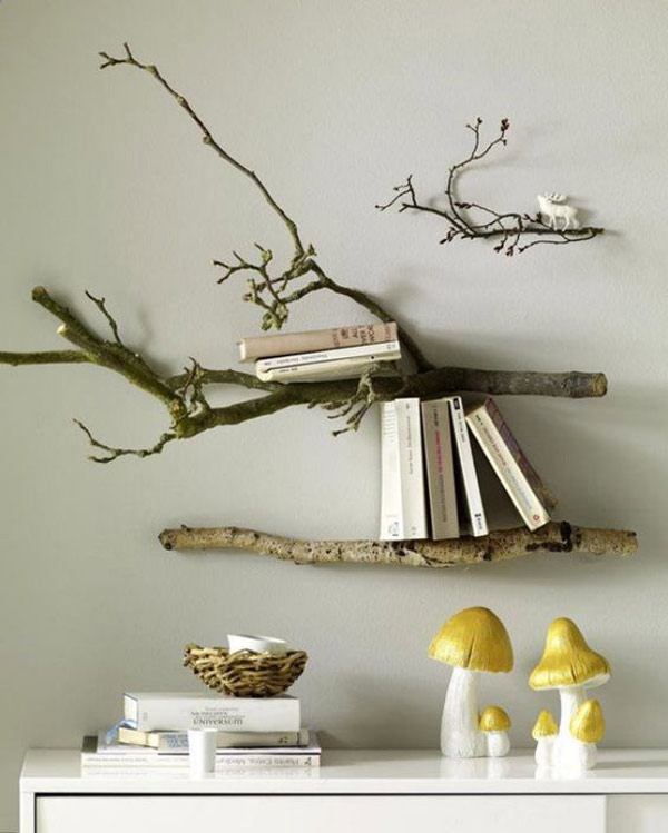 Wooden Bookshelves as natural decor