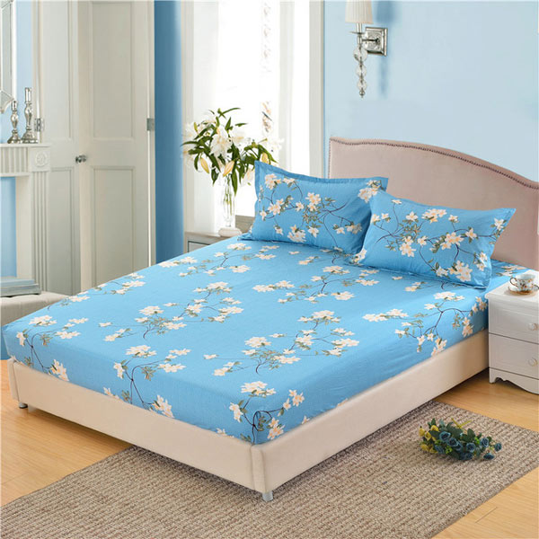 Blue theme bedroom - printed Polyester sheets