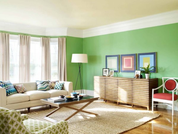Bright Green Coloured Living Room