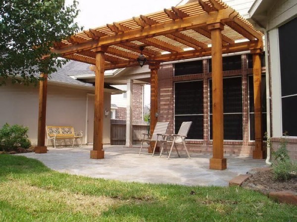 Outdoor Patio with Pergola and Chairs