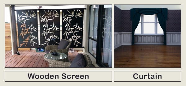 Use a Wooden Screen or a Curtain for private space