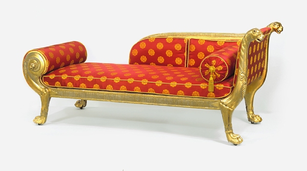 Red Cushion - Metallic Golden Antique Furniture