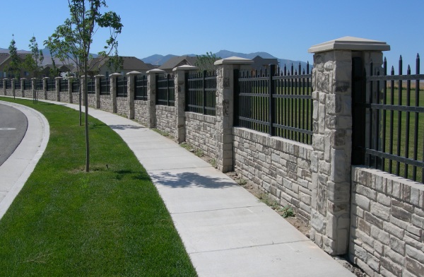 Stone Wall with Iron Fence