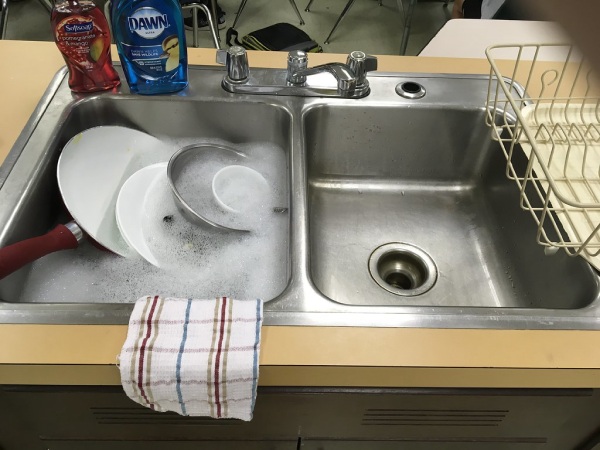 Dishwashing in Double Bowl Sink