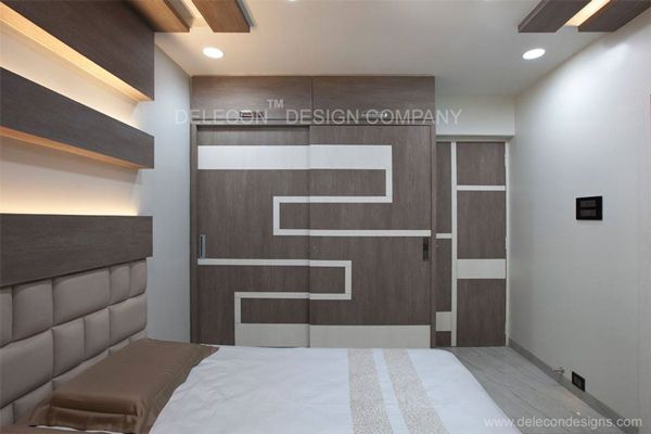 2 Door Designer Wooden Wardrobe faced with Laminates in an Abstract Pattern