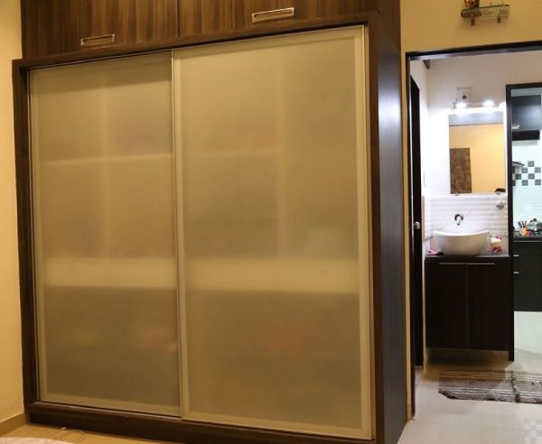 2 Door Sliding Semi Transparent (in frosted glass) Wardrobe