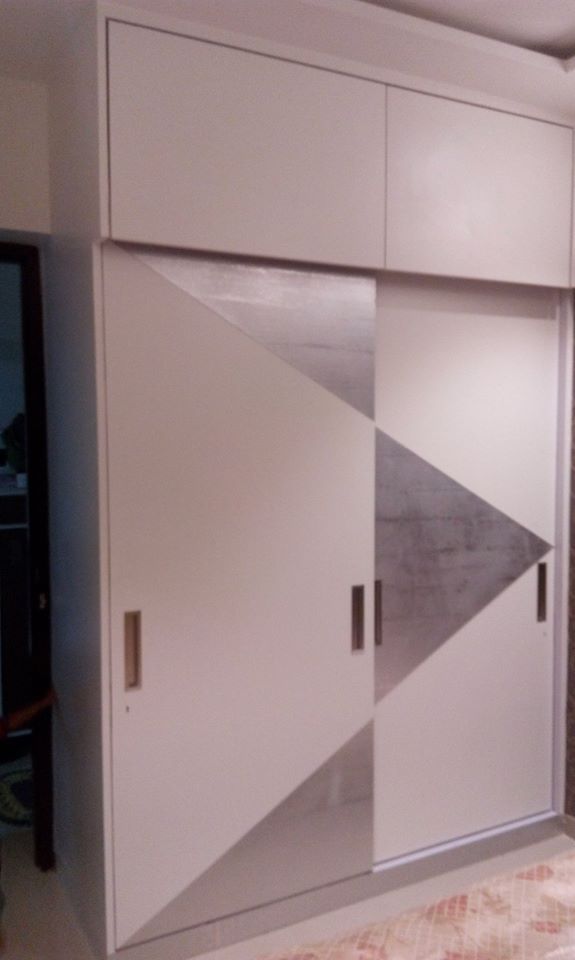 2 Door Sliding Wooden Wardrobe with an Abstract Pattern in Laminate Finish
