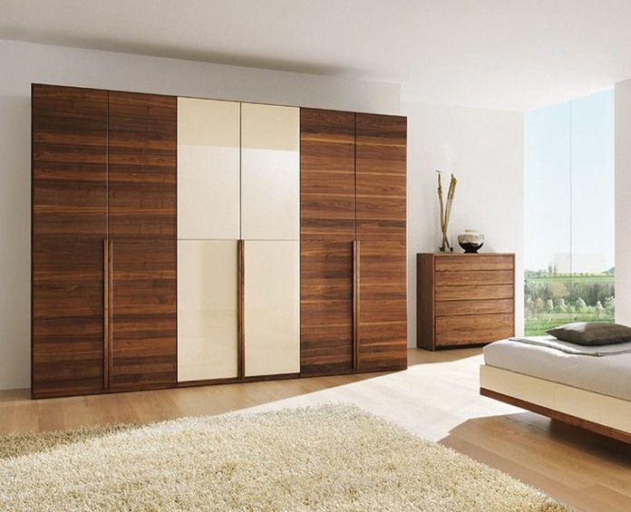 6 Door Openable Wooden Wardrobe with Long Strip Wooden Handle