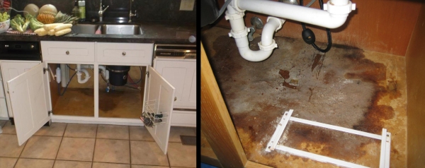 Water Leakage in Area Surrounding the Kitchen Sinks