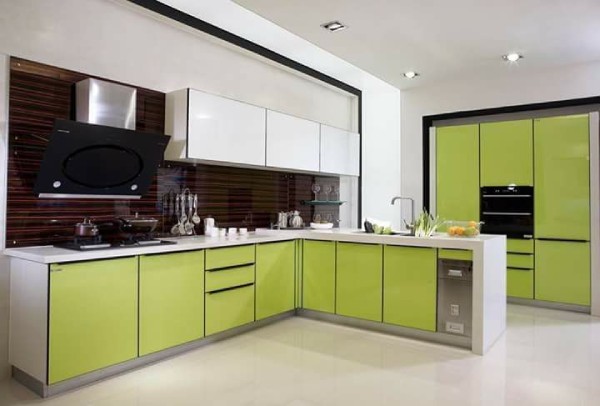 Green Coloured Kitchen Cabinet