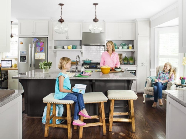 Kitchen Island as a Work Station For Kids