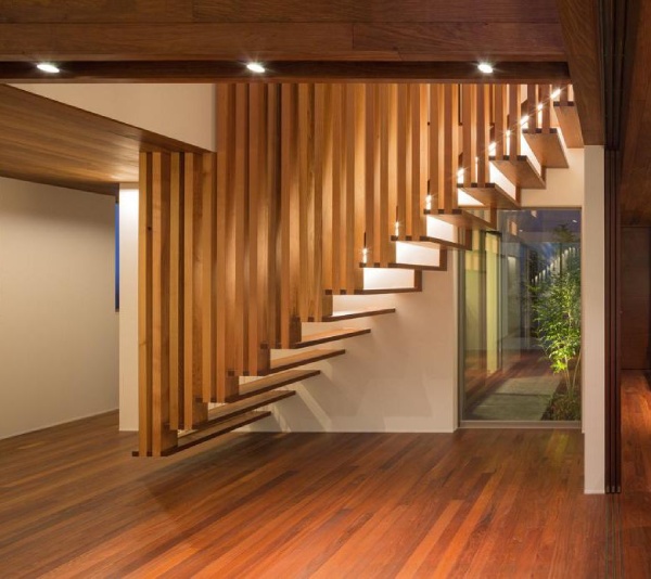 Modern Suspended Wooden Stairs