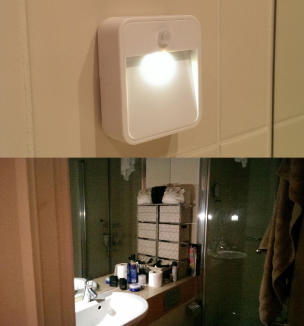 Motion Sensor Light in Small Bathroom