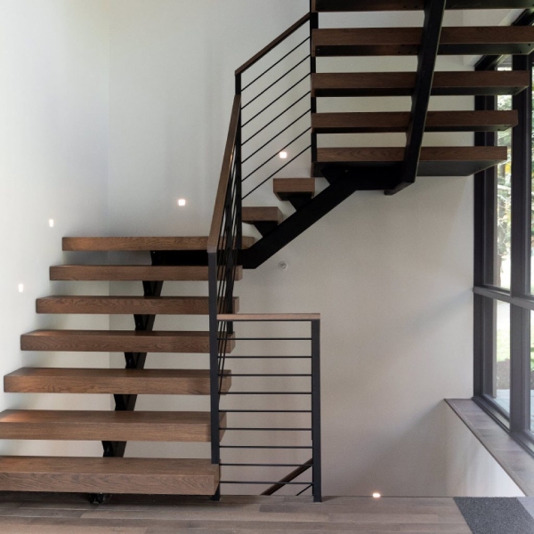 Double Flight Staircase with Double Metal Stringer