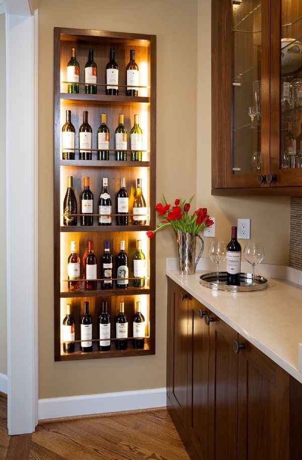 Home Bar Décor with Wine Bottle Display