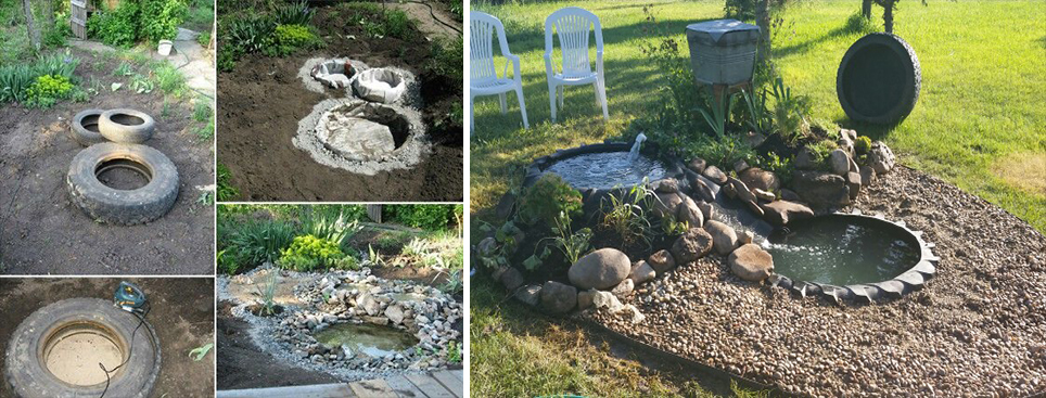 Recycled Tractor Tire Pond