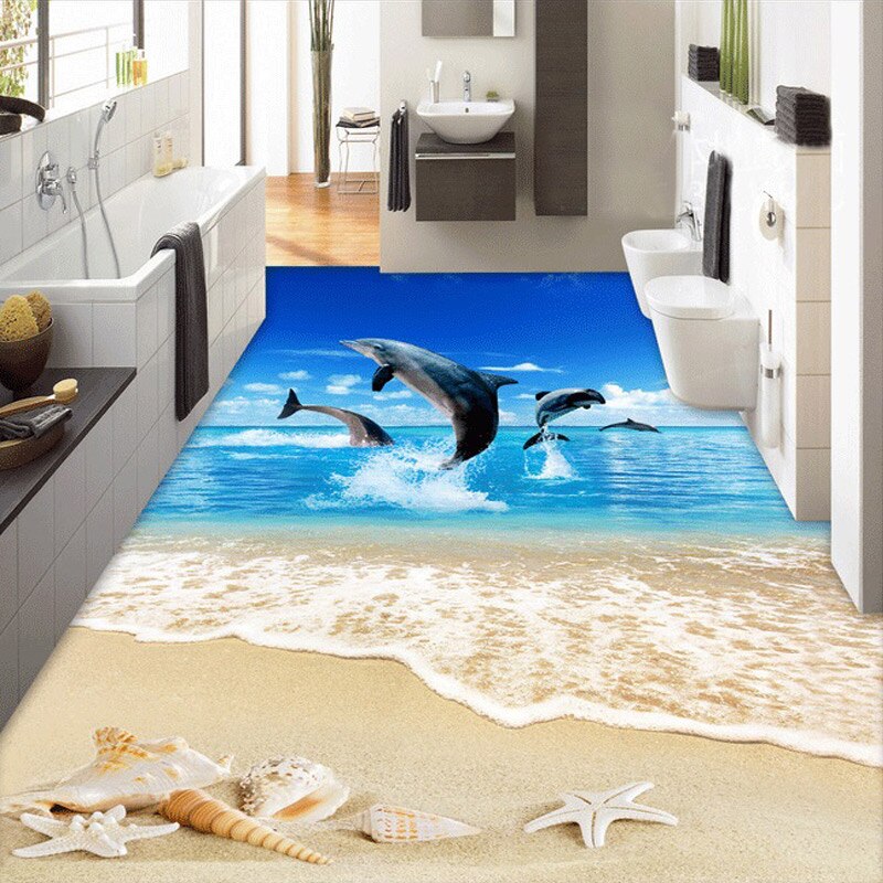 Beach Themed Flooring in Bathroom