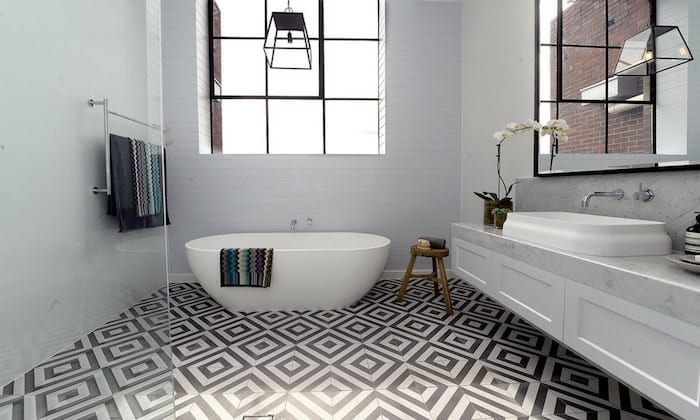 Geometrical 3D Flooring in Bathroom