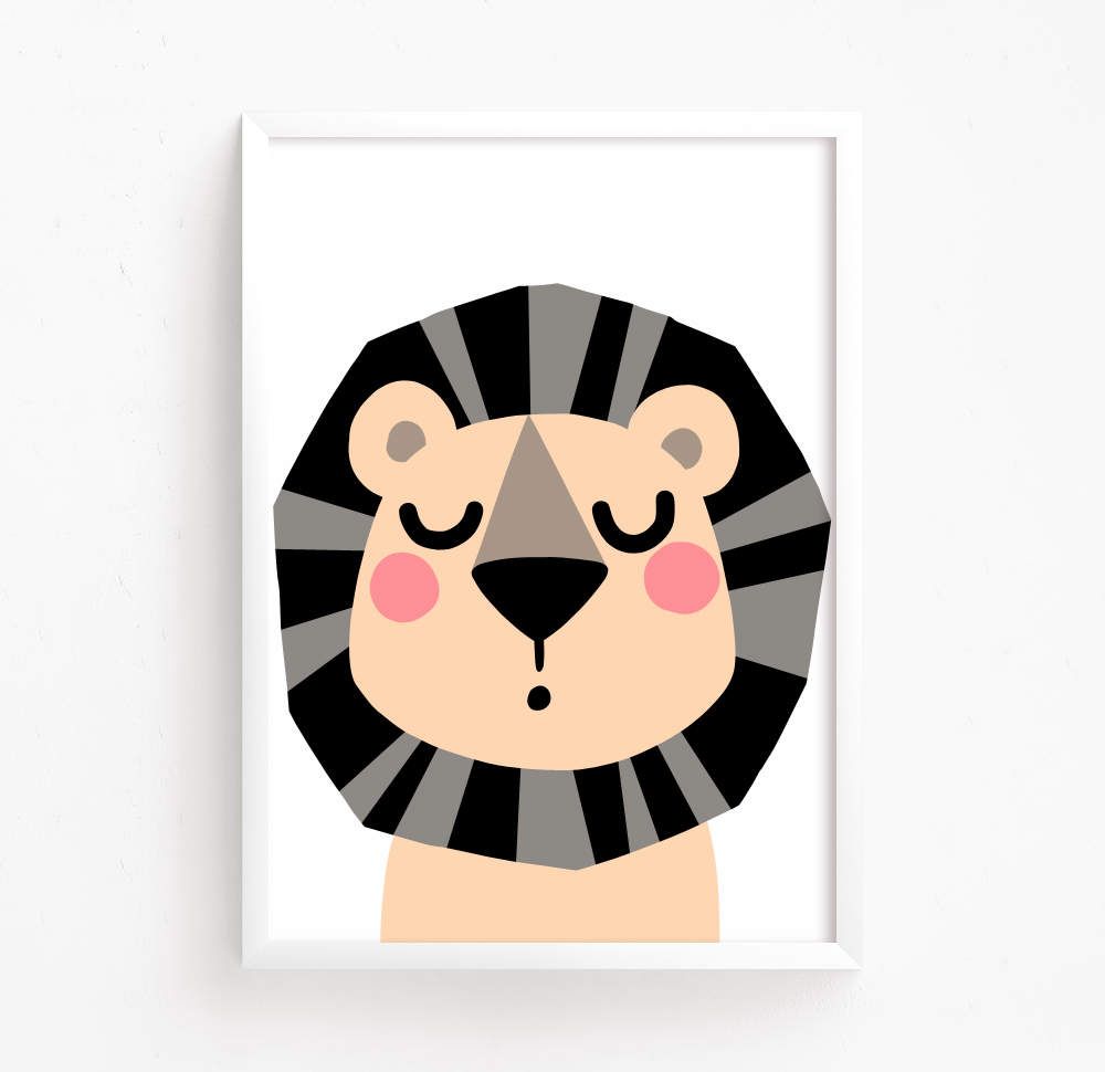 Lion with Flower Head Poster