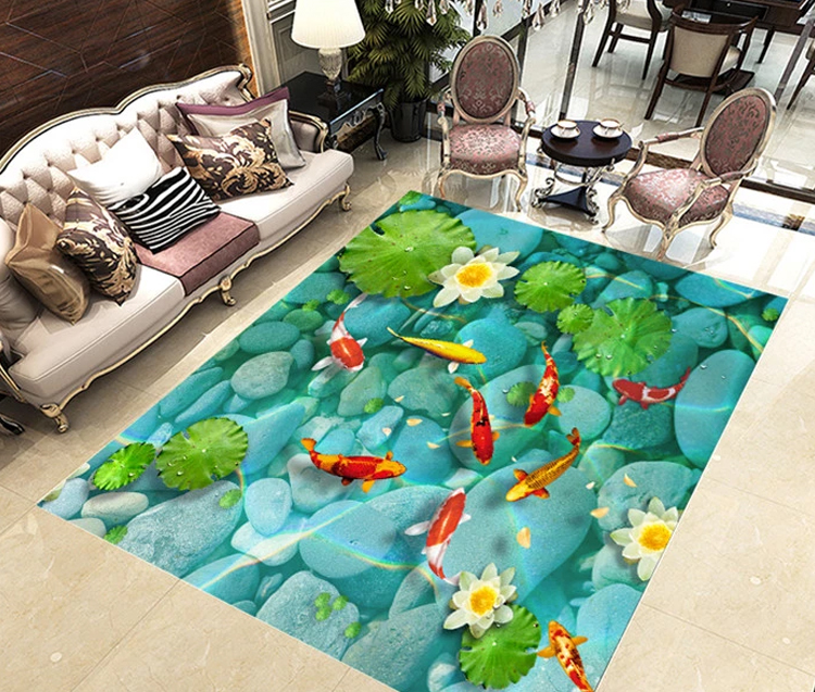 Natural Pond Themed Flooring in Living Room