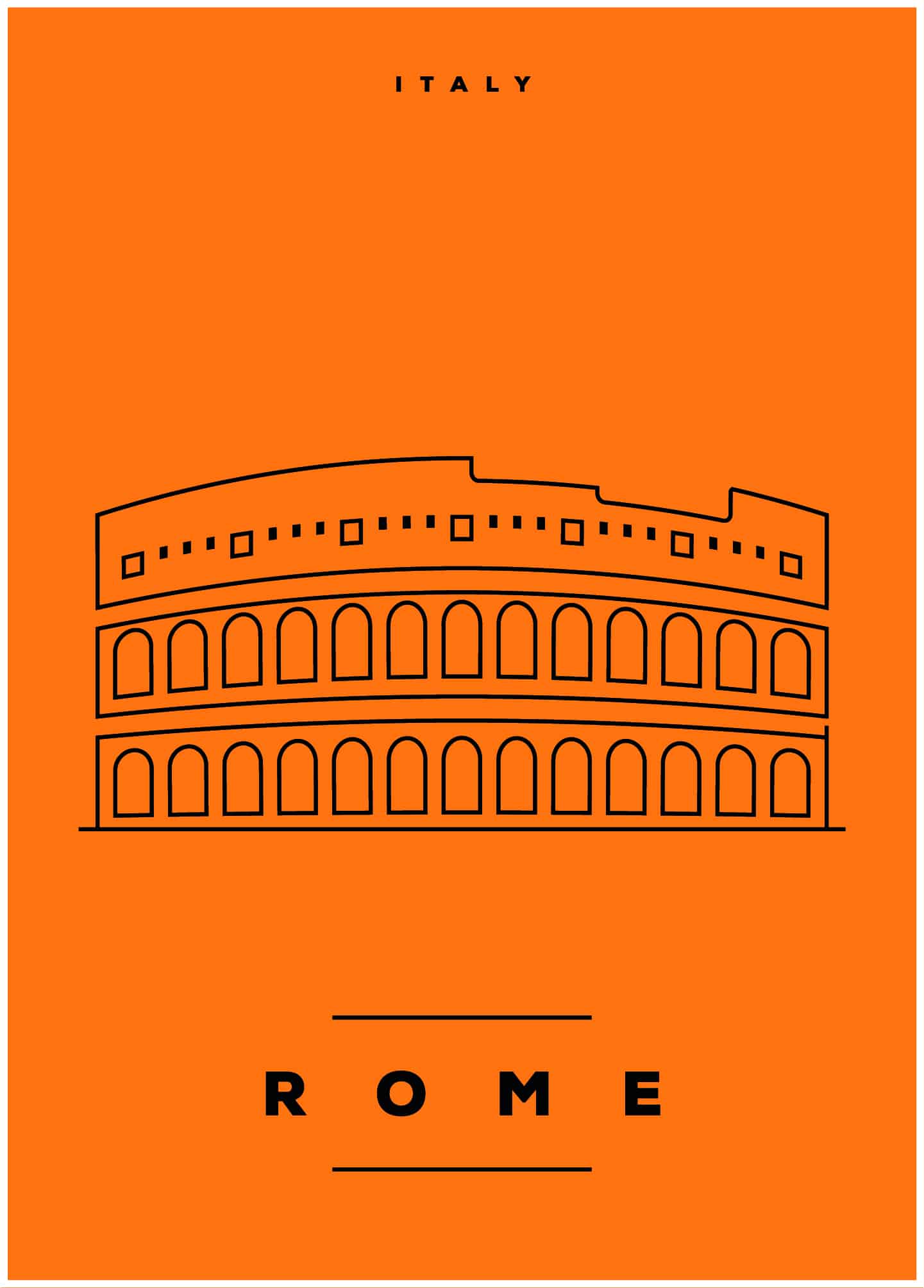 Rome Illustration On Orange Background Poster