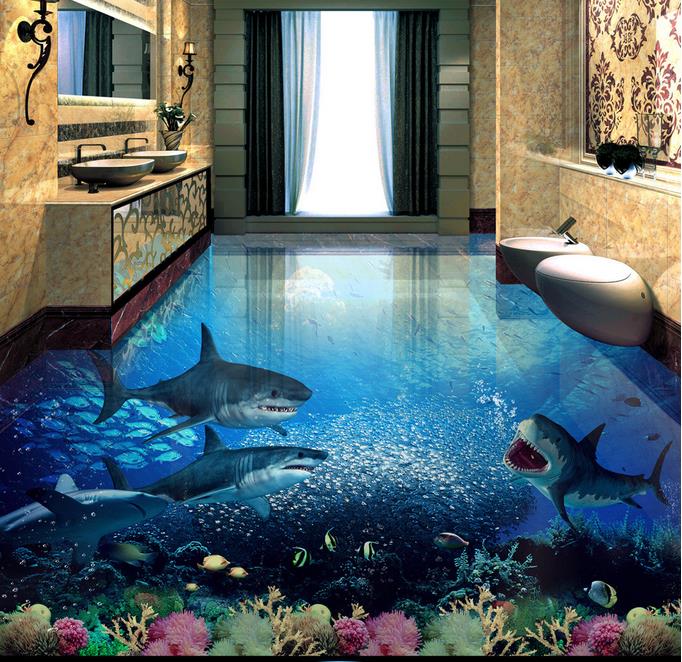 Underwater Themed Flooring in Bathroom