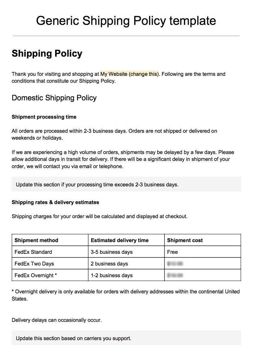 Research about Their Shipping Policy
