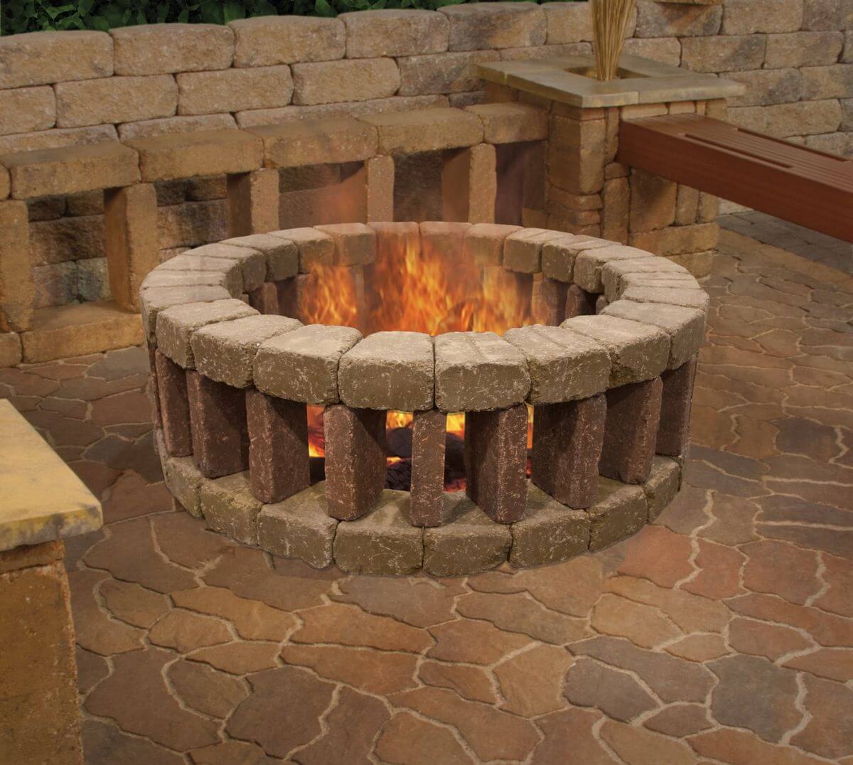 Stone Fancy Brick Fire Pit with Base