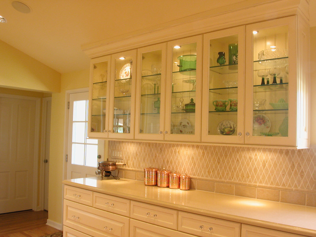 Replacement cabinet doors with glass inserts