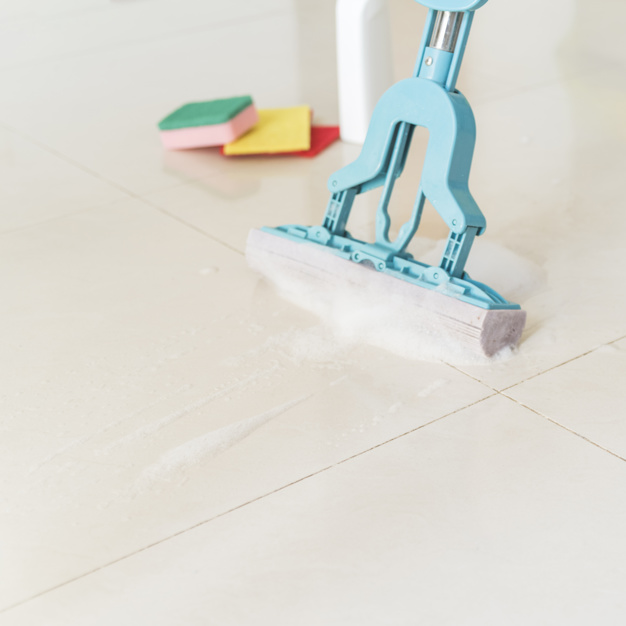 Cleaning Vitrified Tiles using Mop