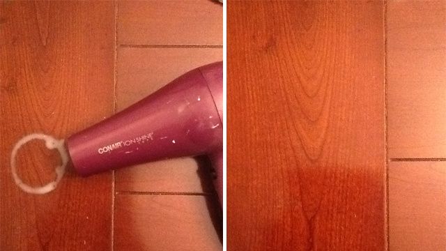 Hairdryer Method to Remove Stains from Wooden Surface