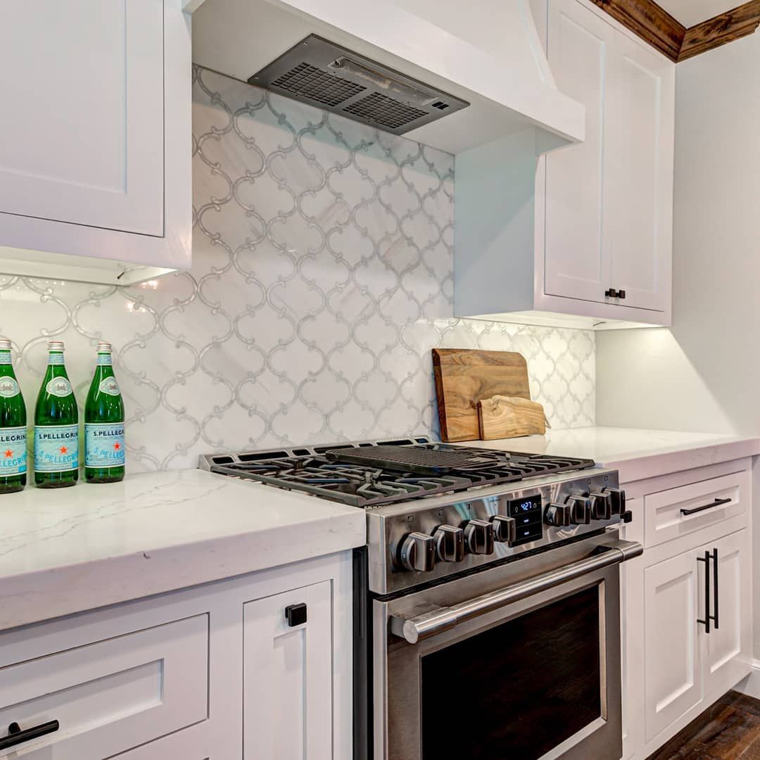 Marble and Mother of Pearl Kitchen Backsplash
