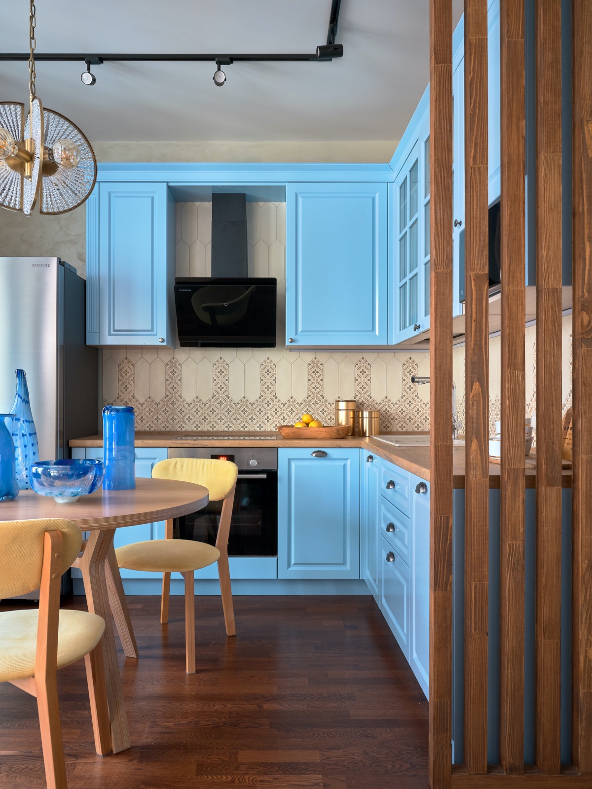 Bluecoloured kitchen