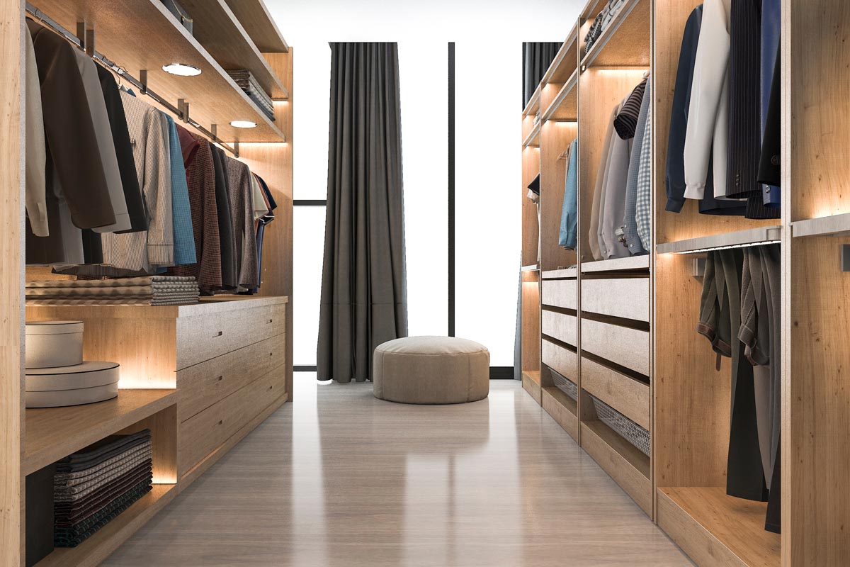 Walk-in closets for Vertical or narrow sectional area