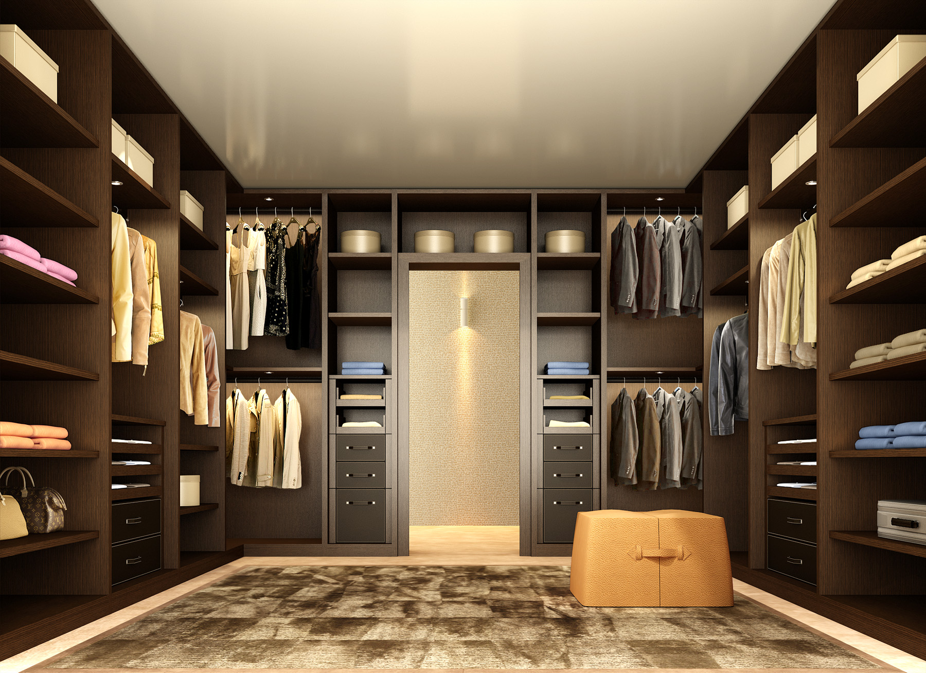 Walk-in closets for square section